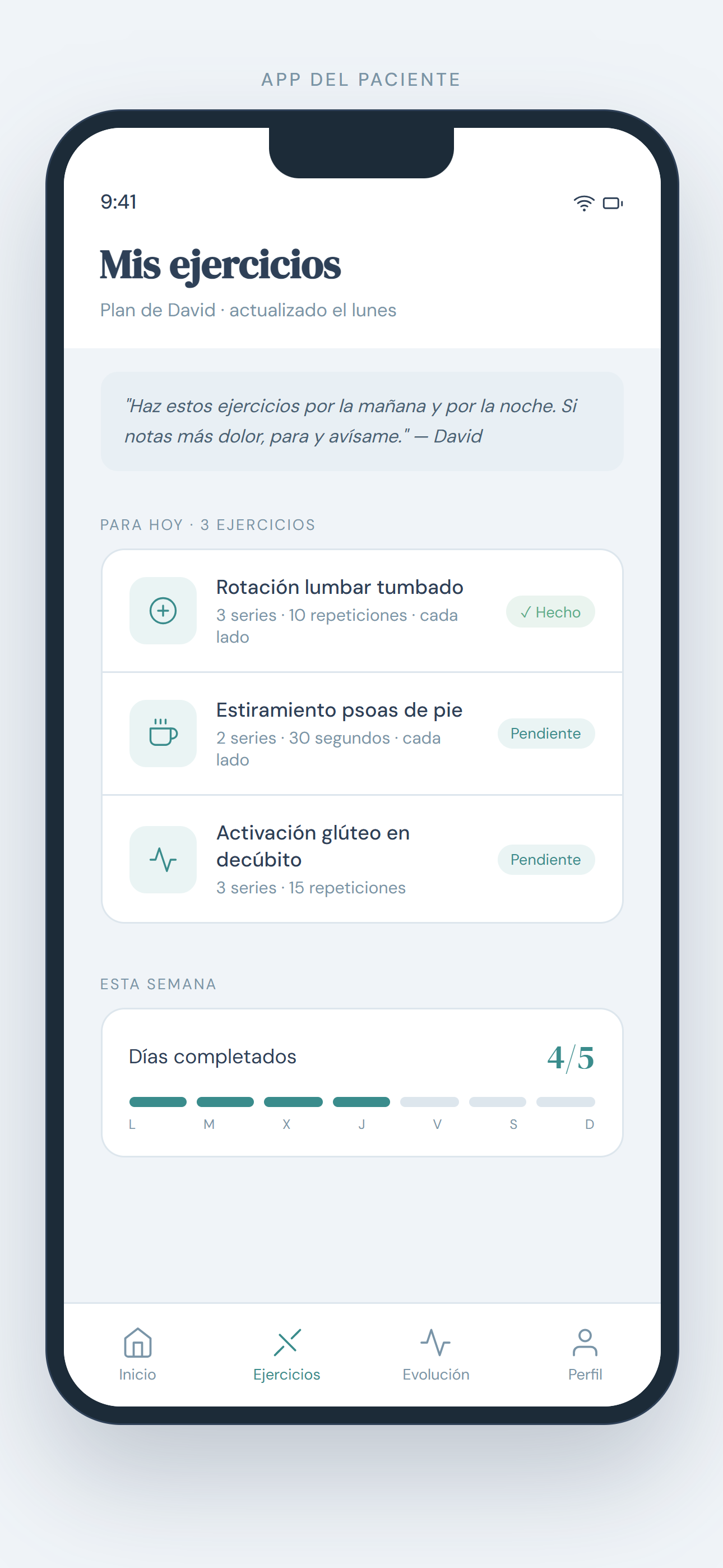 Fisio, ejercicios