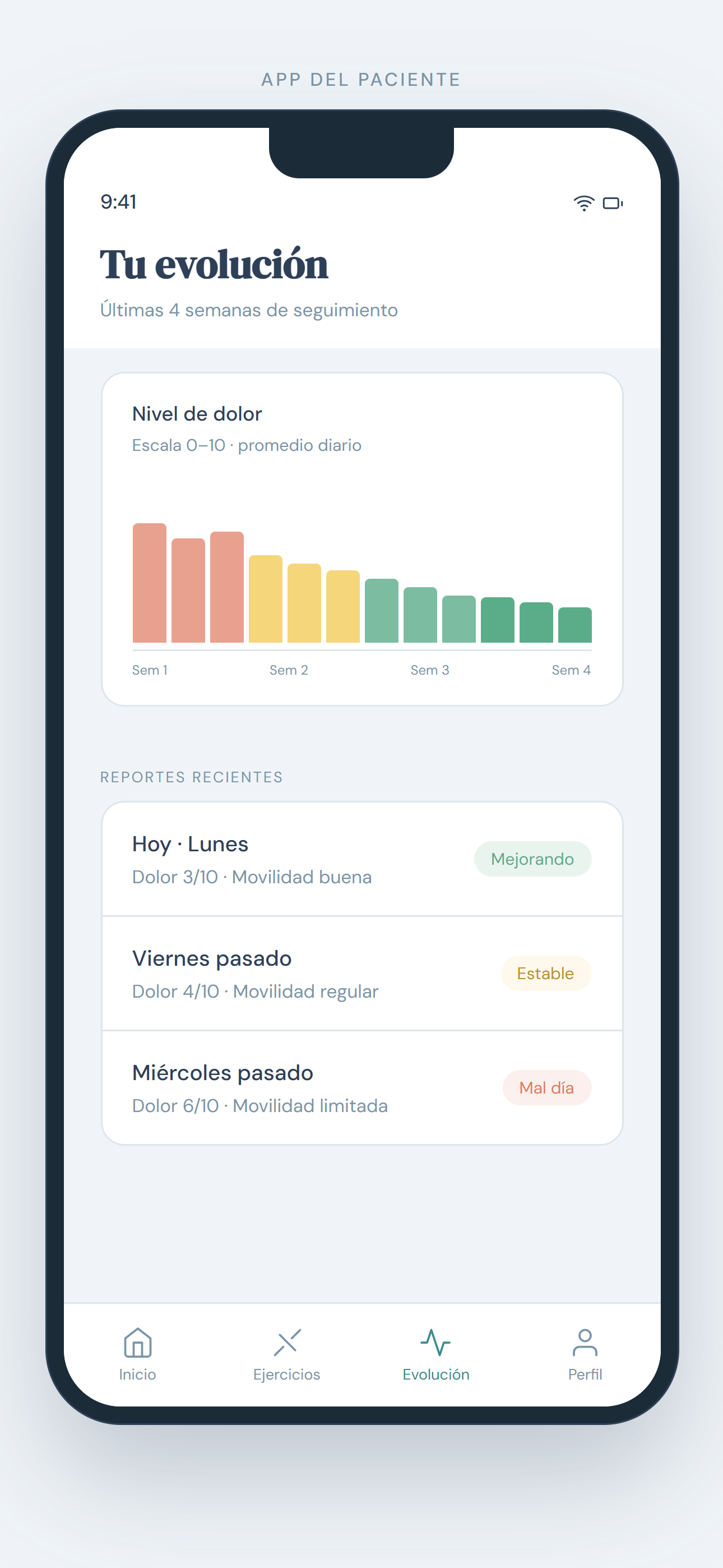 Fisio, evolución paciente