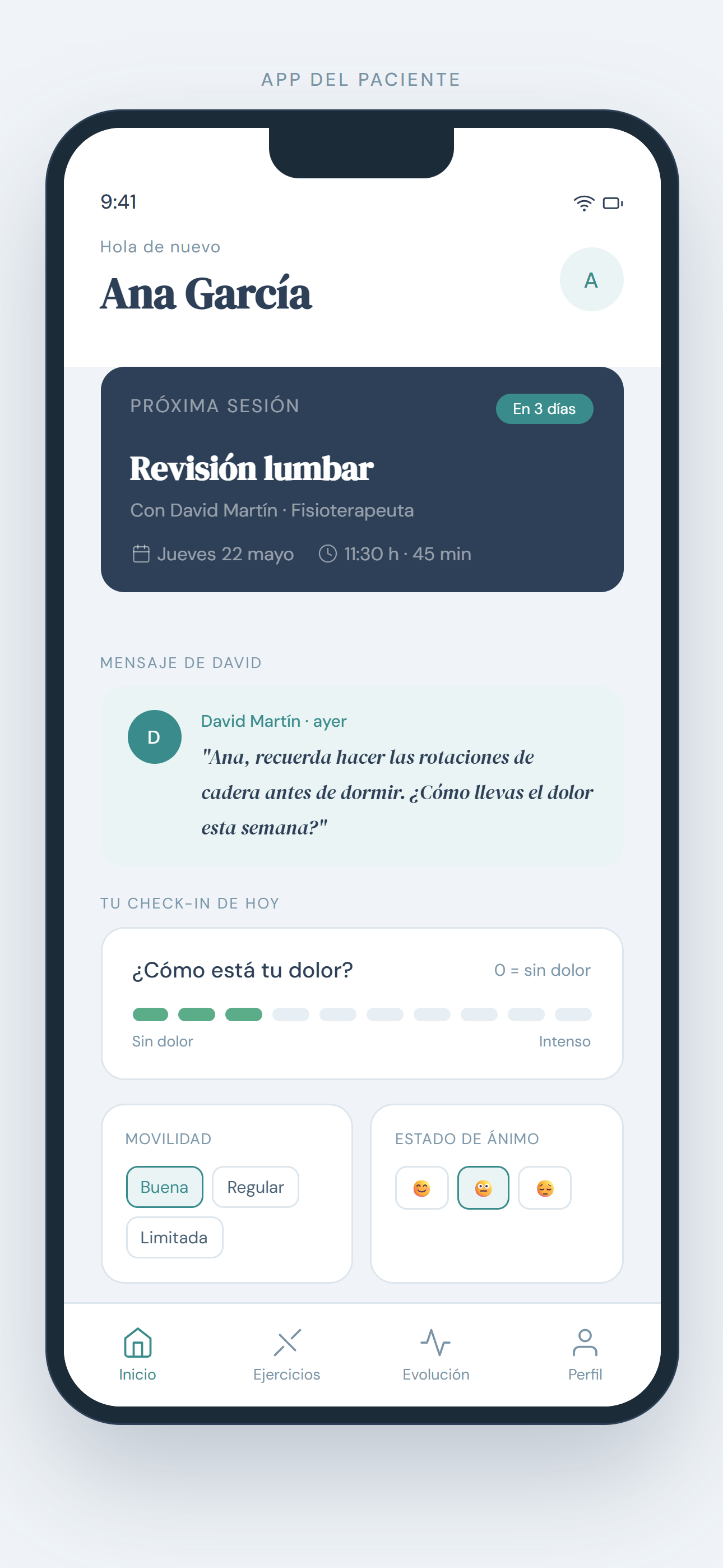 Fisio, inicio paciente