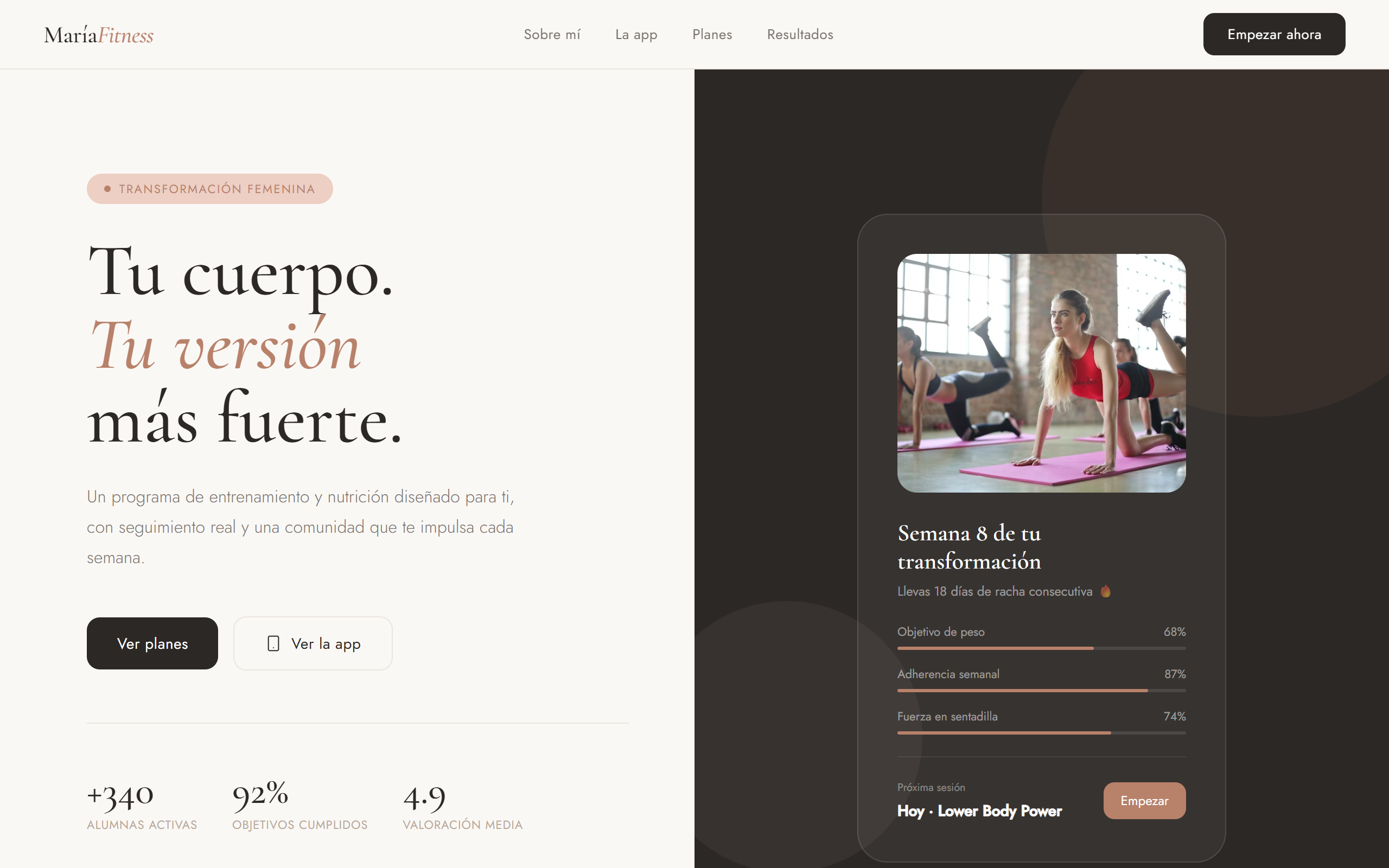 María Fitness web, introducción