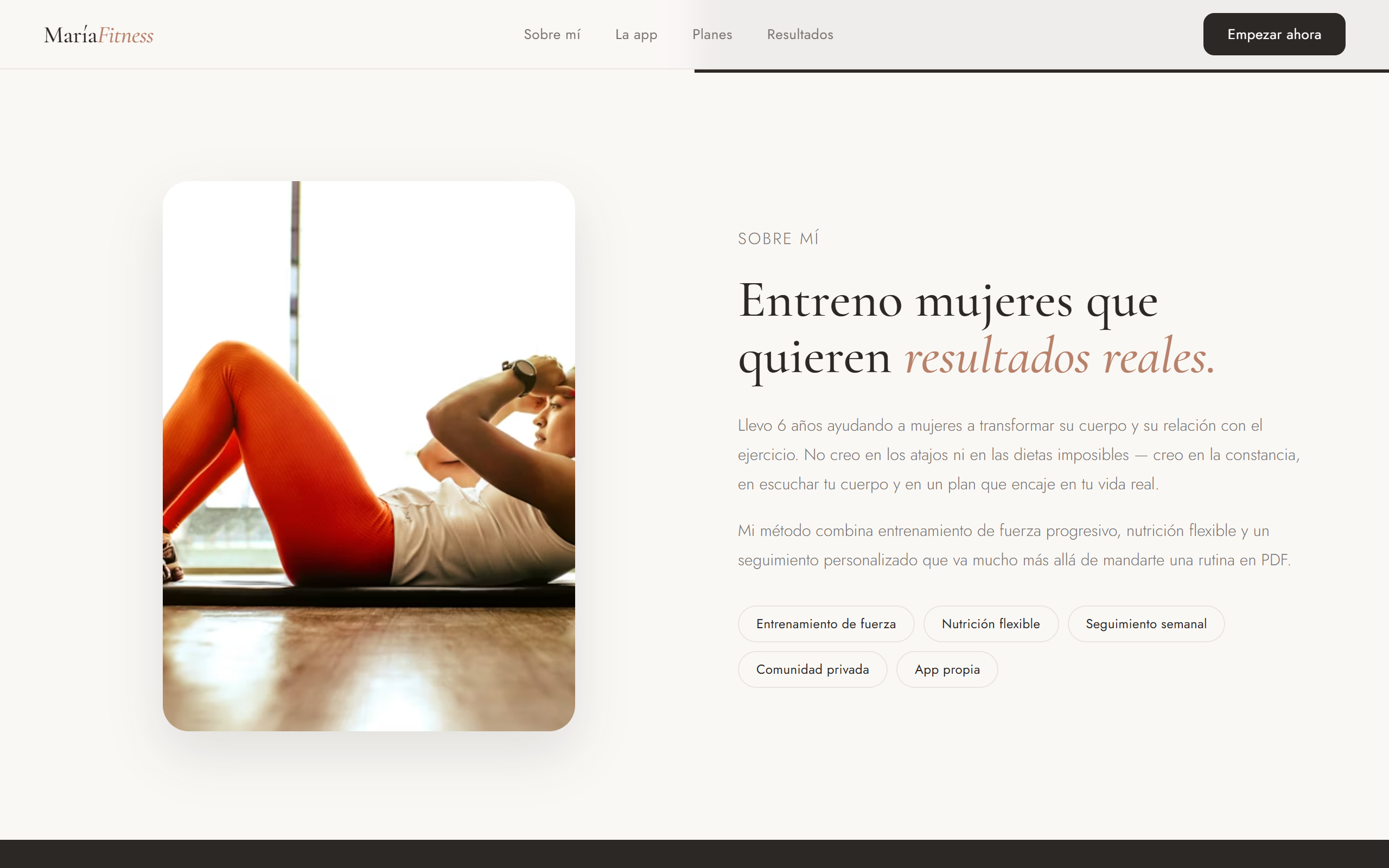 María Fitness web, sobre mí