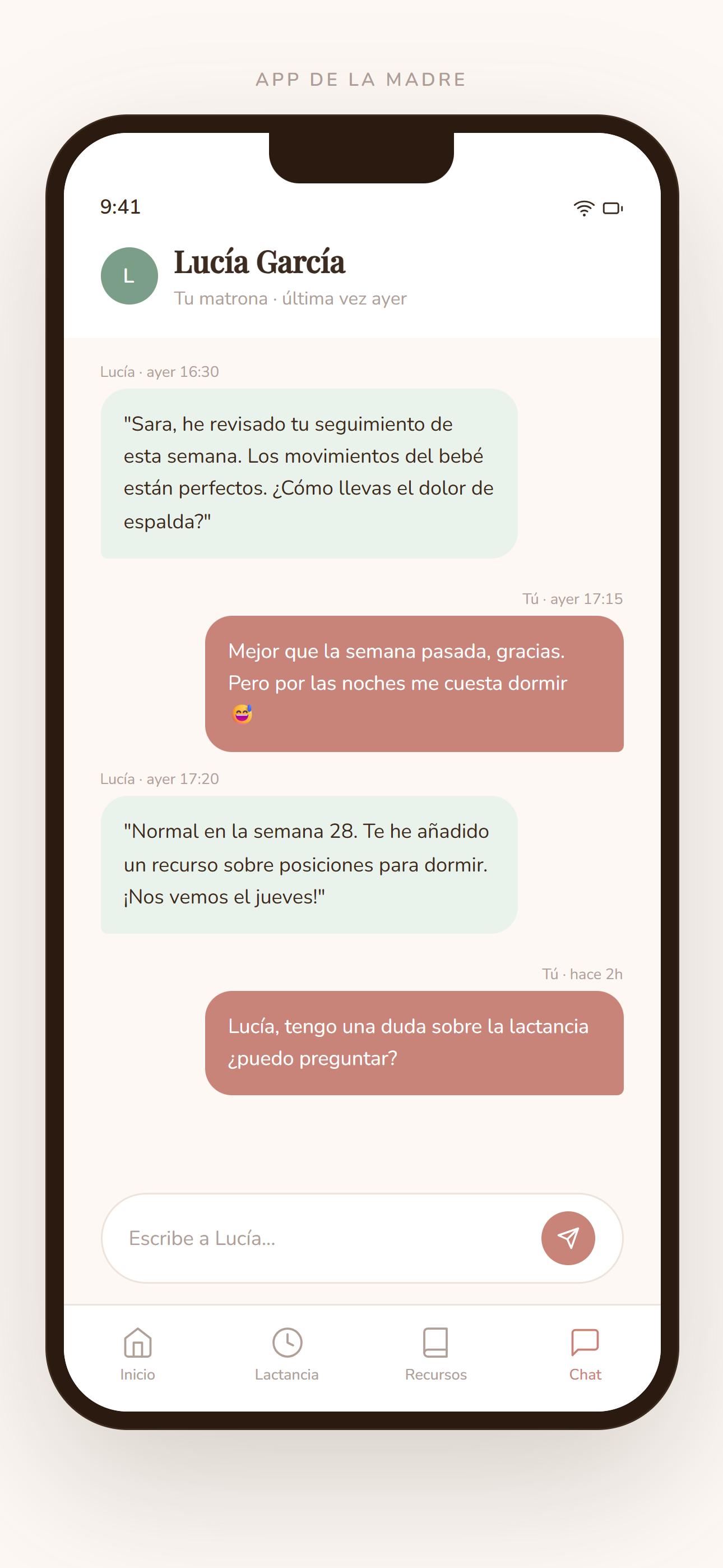 Matrona app, chat
