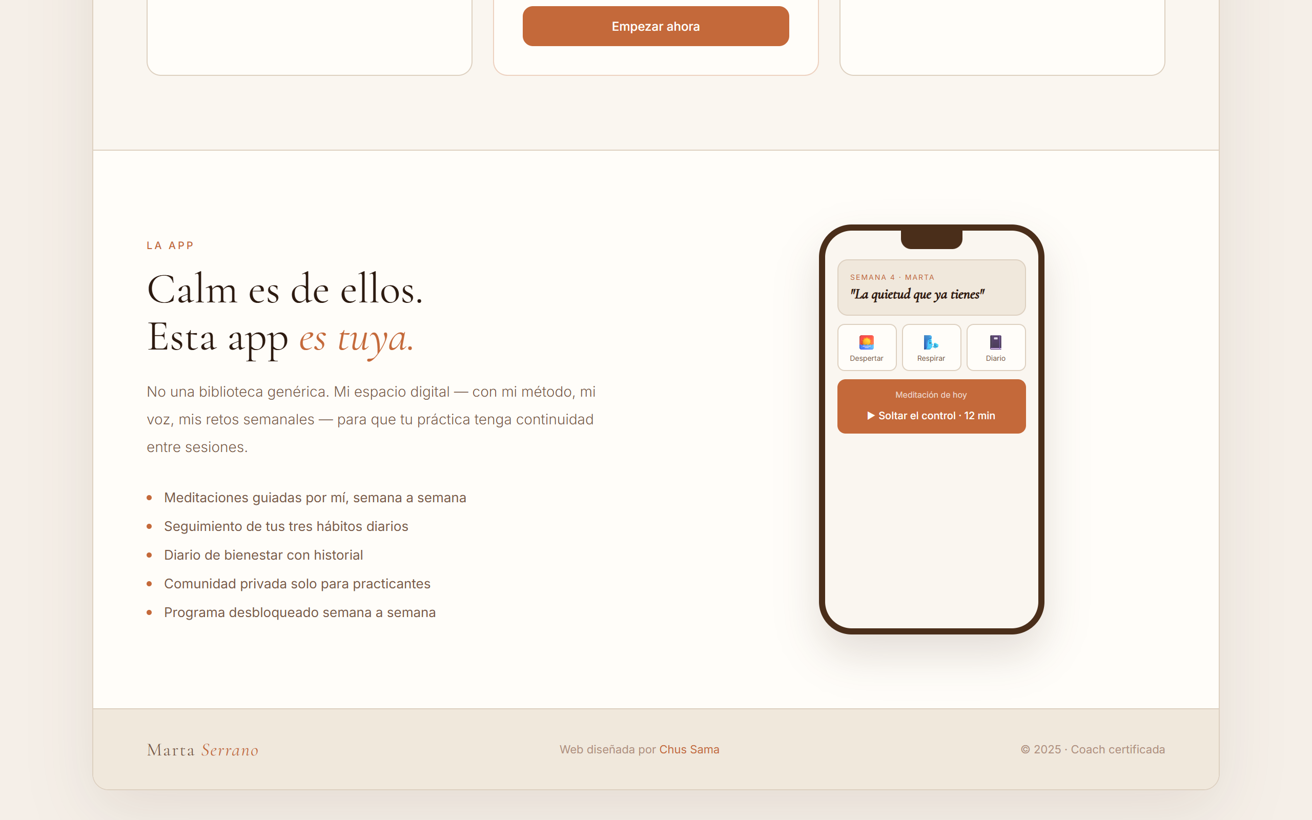 Meditación web, la app