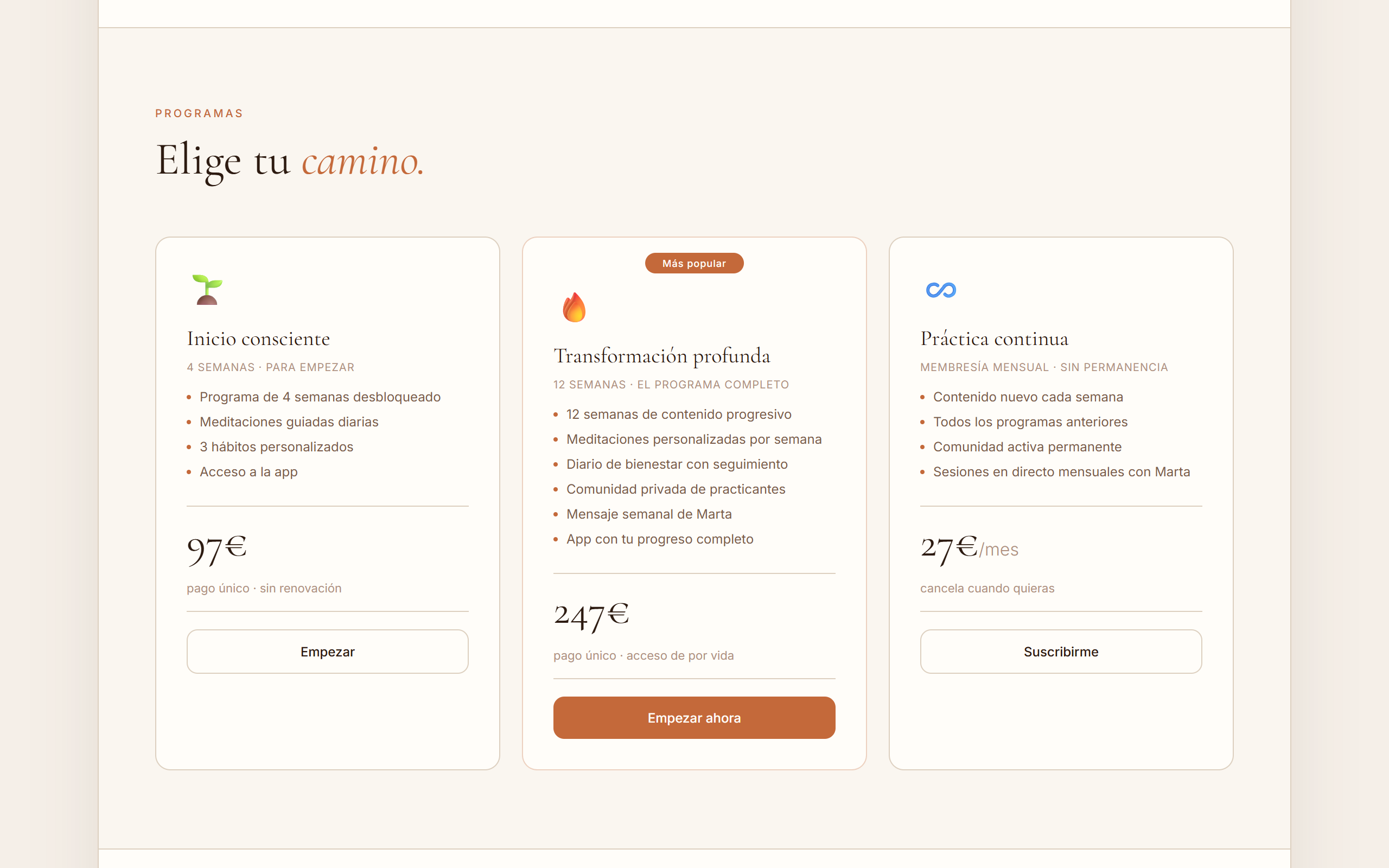 Meditación web, programas